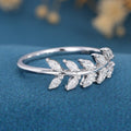 Marquise cut Moissanite | Diamond Leaf Wedding (Anniversary)Band