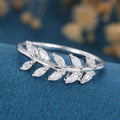 Marquise cut Moissanite | Diamond Leaf Wedding (Anniversary)Band