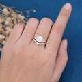 Emerald cut Moissanite Cluster Engagement ring Bridal Set