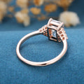 Emerald cut Moissanite  Cluster Engagement Ring