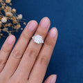 7*10mm 2.5 Carat Emerald cut Moissanite Cluster Engagement Ring