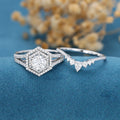 Round cut Moissanite Engagement Ring Bridal Set