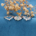 Natural Green Moss Agate 3PCS Oval cut Engagement rings Bridal Sets