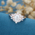 Oval cut Moissanite Cluster Engagement ring