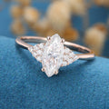 Marquise cut Moissanite  Cluster Engagement Ring