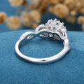 Round cut Moissanite Flower Engagement Ring