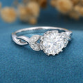 Round cut Moissanite Flower Engagement Ring