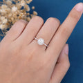 Round cut Halo Moissanite Half Eternity Engagement Ring