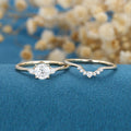 Round cut Moissanite Engagement Ring Bridal Set