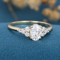 Oval cut Moissanite Cluster Engagement Ring