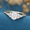 Oval cut Moissanite Cluster Engagement Ring