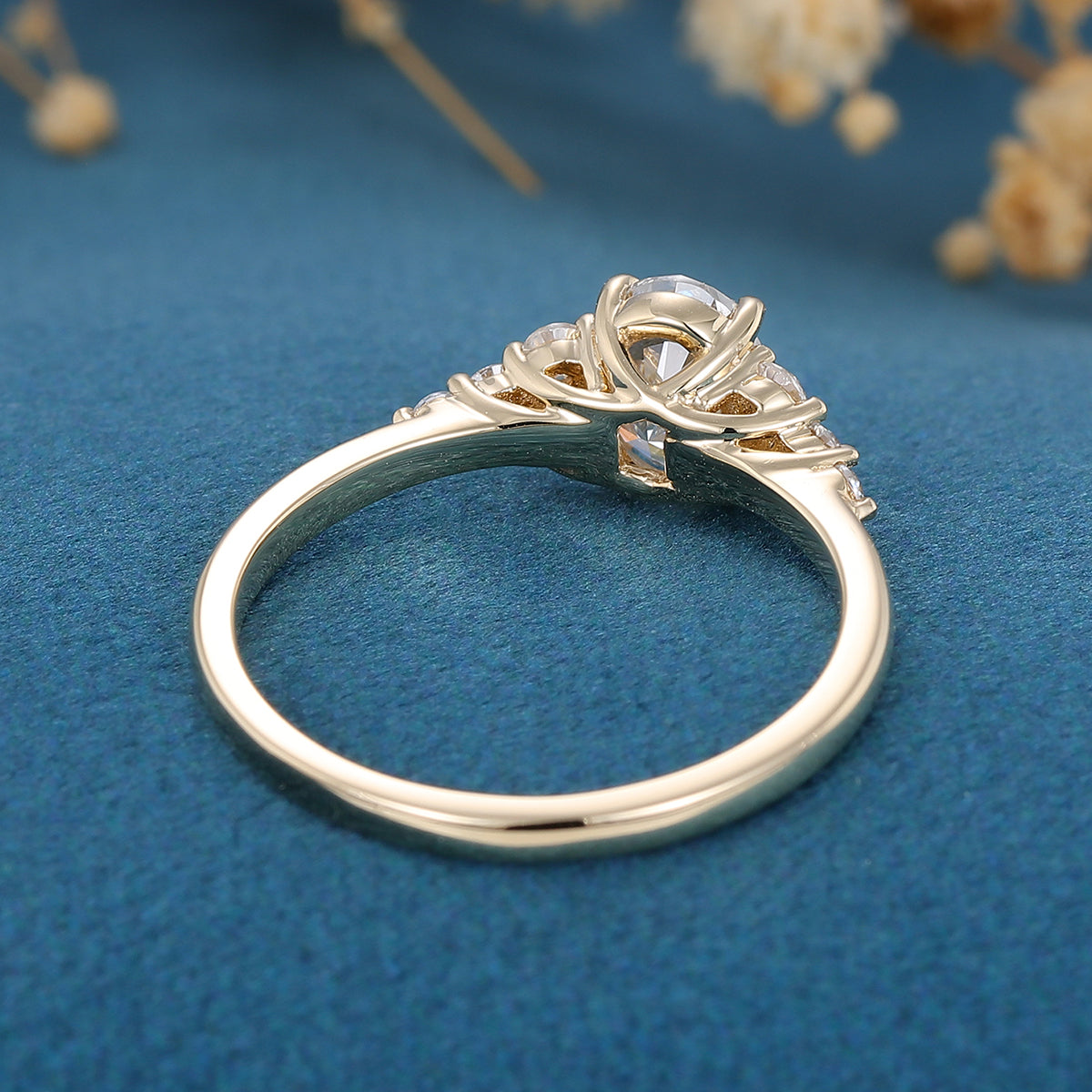 Oval cut Moissanite Cluster Engagement Ring