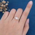 Oval cut Moissanite Cluster Engagement Ring