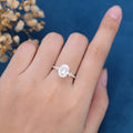Oval cut Moissanite Half eternity Engagement Ring