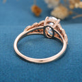 Oval Moissanite  Art deco Engagement ring Bridal Set