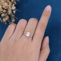 Oval Moissanite  Art deco Engagement ring Bridal Set