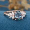 Oval cut Aalexandrite Cluster Engagement ring