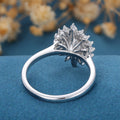 1 Carat Oval cut Moissanite Halo Cluster Engagement Ring