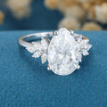 8*12mm Pear Moissanite Cluster Engagement ring