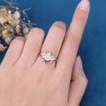 Pear cut Moissanite Cluster Engagement ring Bridal Set