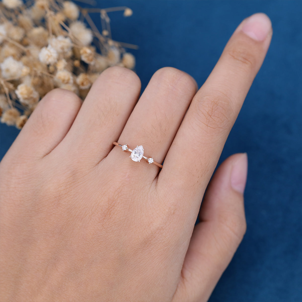 Pear cut Moissanite Engagement ring