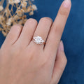 Radiant cut Moissanite Cluster Engagement ring Bridal Set