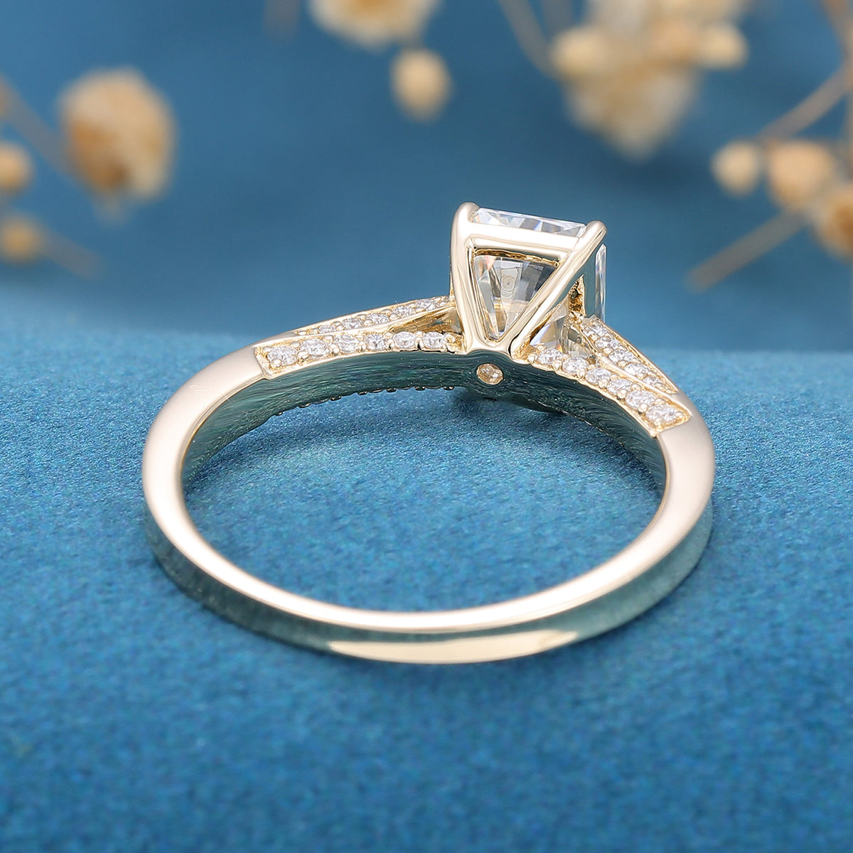 Radiant cut Moissanite Solitaire Engagement Ring