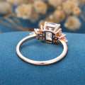 Radiant cut Moissanite Cluster Engagement ring
