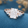 Radiant cut Moissanite Cluster Engagement Ring