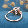Radiant cut Moissanite Cluster Engagement Ring