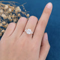 Radiant cut Moissanite Cluster Engagement Ring