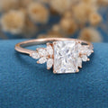 Radiant cut Moissanite Cluster Engagement ring