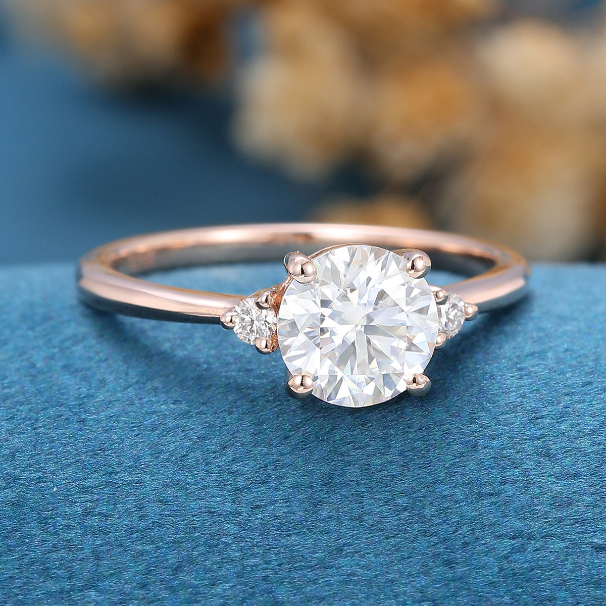 6.5mm Round cut Moissanite Engagement ring
