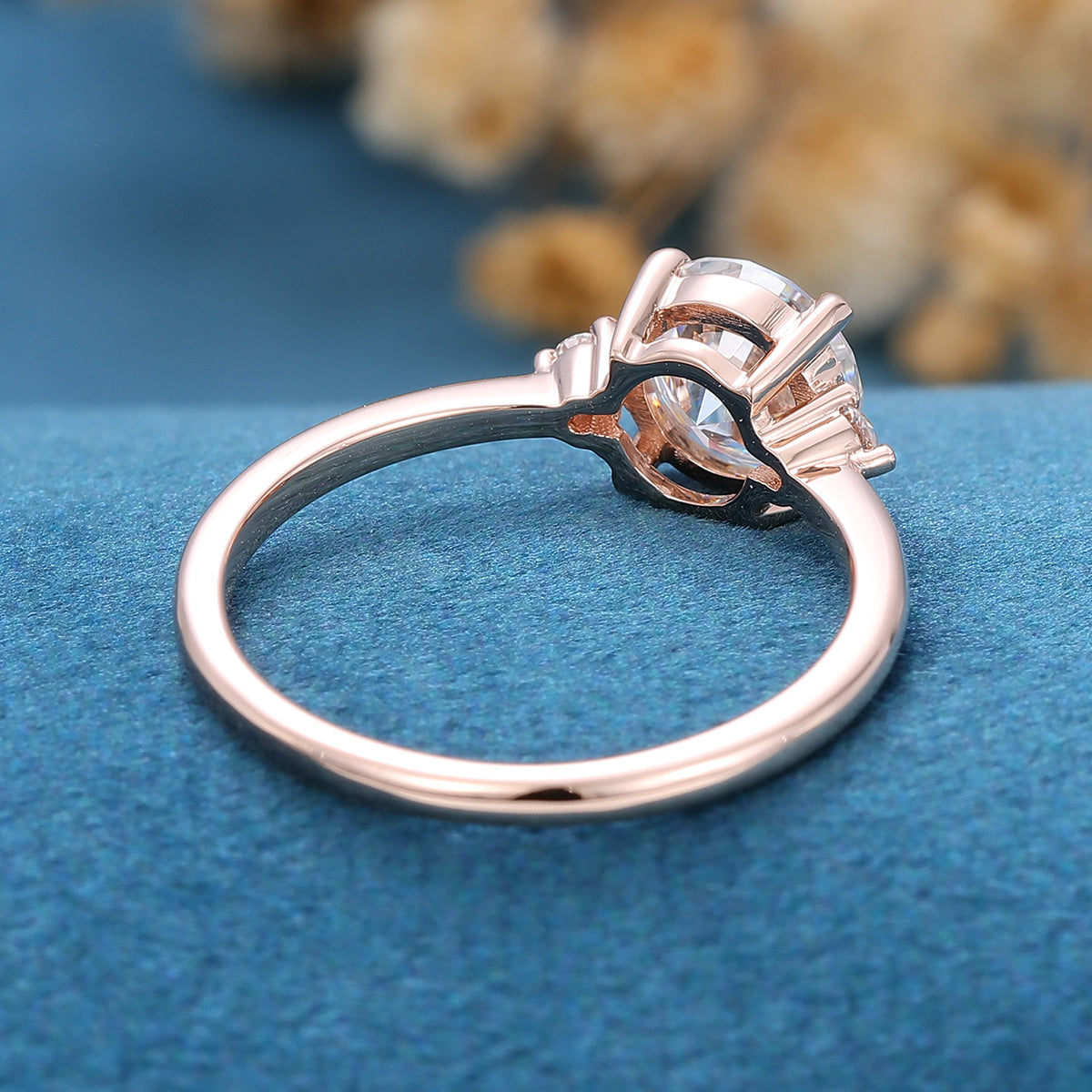 6.5mm Round cut Moissanite Engagement ring