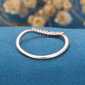 Diamond/Emerald Curved Wedding Band Ring