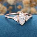 Marquise cut Moissanite | Trillion cut Diamond Engagement ring
