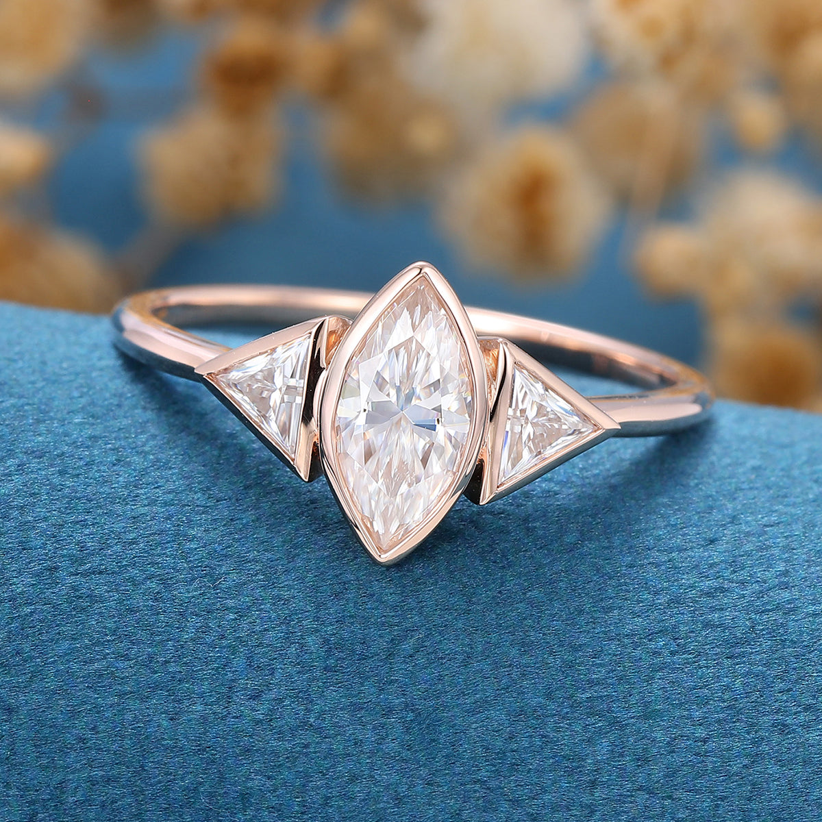Marquise cut Moissanite | Trillion cut Diamond Engagement ring