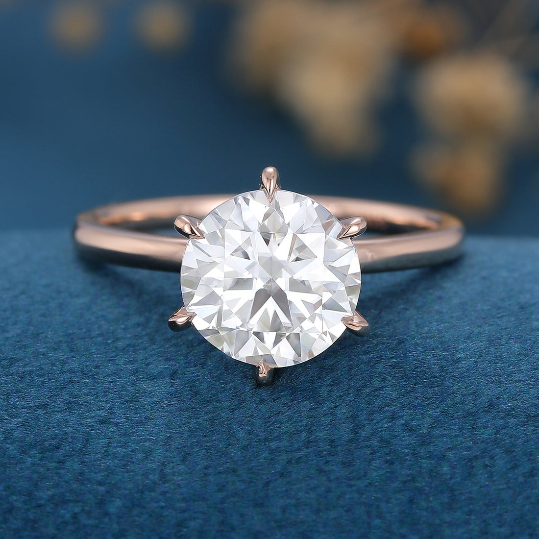 8.5mm Round cut Solitaire Engagement Ring