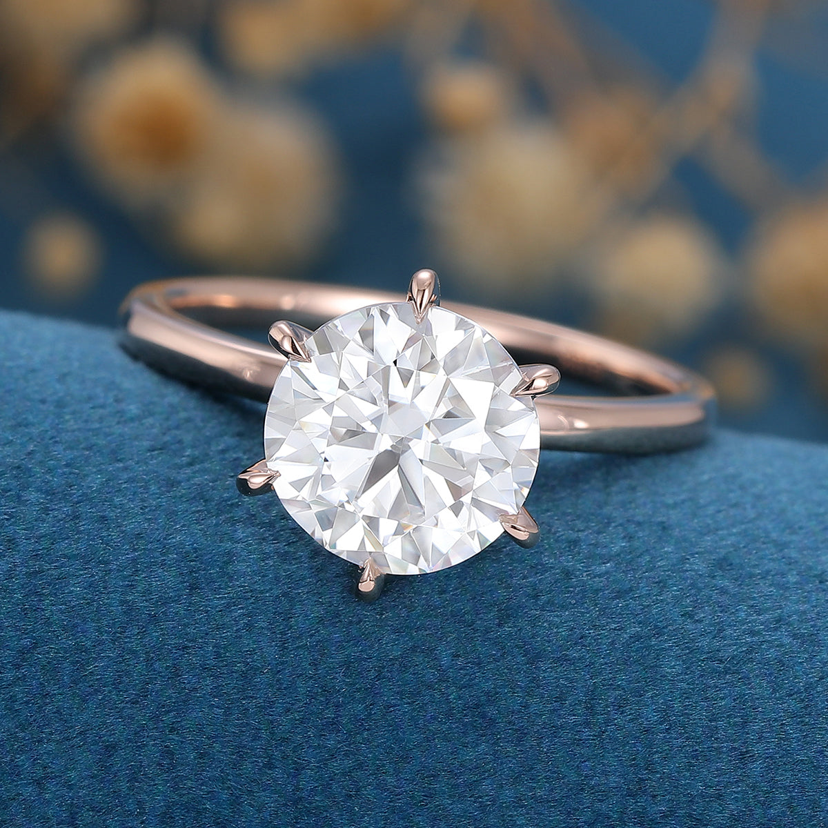 8.5mm Round cut Solitaire Engagement Ring