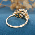 8.5mm Round cut Moissanite Cluster Engagement ring