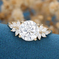 8.5mm Round cut Moissanite Cluster Engagement ring