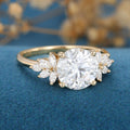 8.5mm Round cut Moissanite Cluster Engagement ring