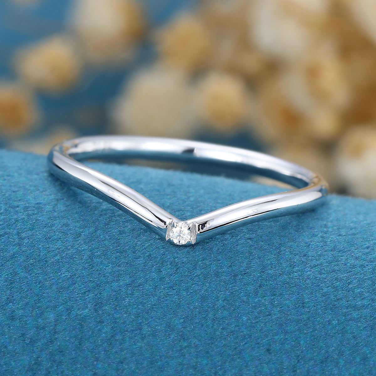 Diamond Curved Wedding Band Ring Matching Engagement ring