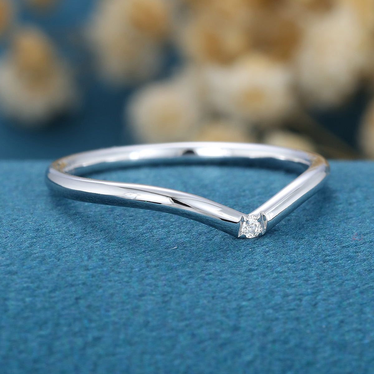 Diamond Curved Wedding Band Ring Matching Engagement ring