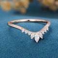 Marquise cut Moissanite | Diamond Curved Wedding Band Ring