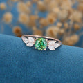 6mm Round Green Moissanite Cluster Engagement ring