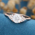 Round cut Moissanite  Cluster Engagement Ring