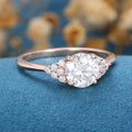 Round cut Moissanite  Cluster Engagement Ring