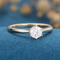 Round cut Moissanite Minimalist Engagement Ring