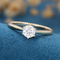 Round cut Moissanite Minimalist Engagement Ring